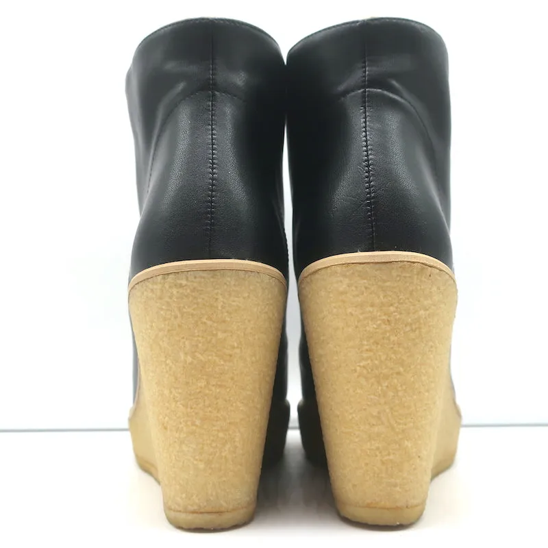 Bottes chelsea à lacets Stella McCartney en simili shearling avec wedge, noir, taille 38, NEUVE
