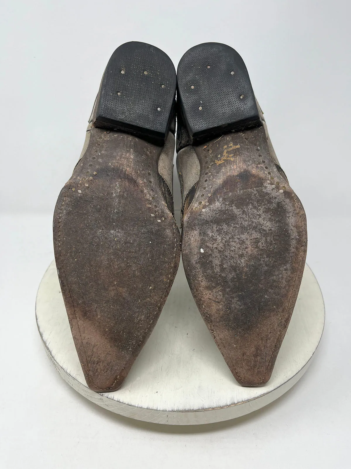 Bottes de cowgirl brodées Stetson taille 10.5 en taupe et marron