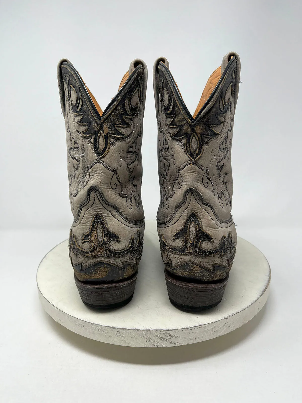 Bottes de cowgirl brodées Stetson taille 10.5 en taupe et marron