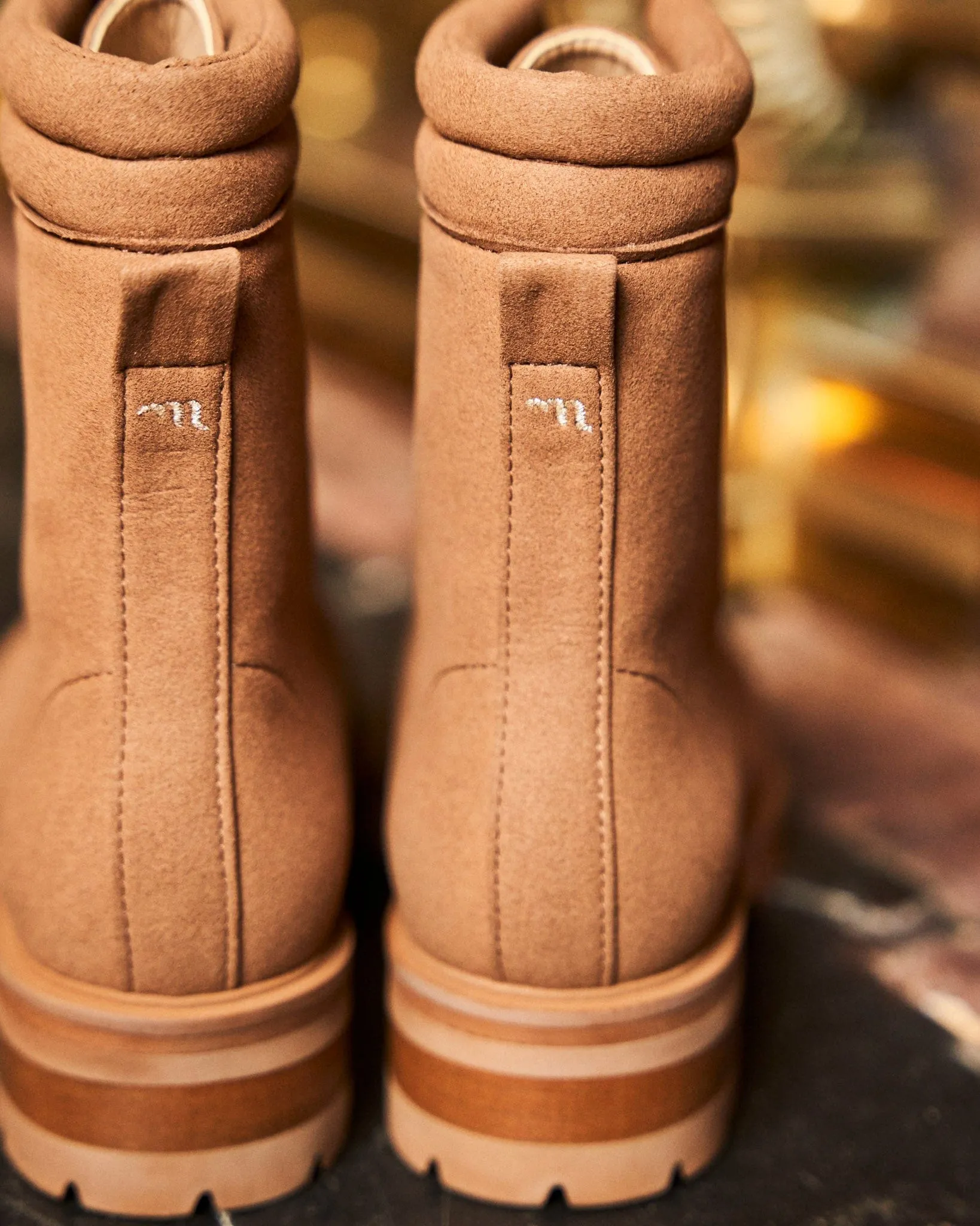 Bottes de combat en daim végan Suspicion | Moka