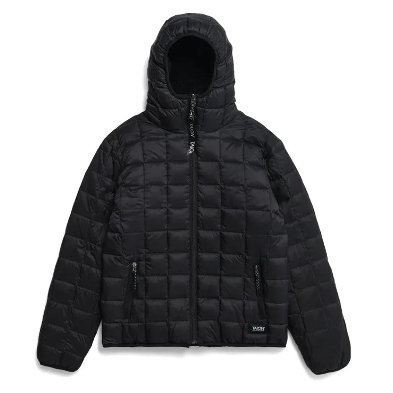 Taion Down Boa Sweat à capuche réversible Noir / Noir