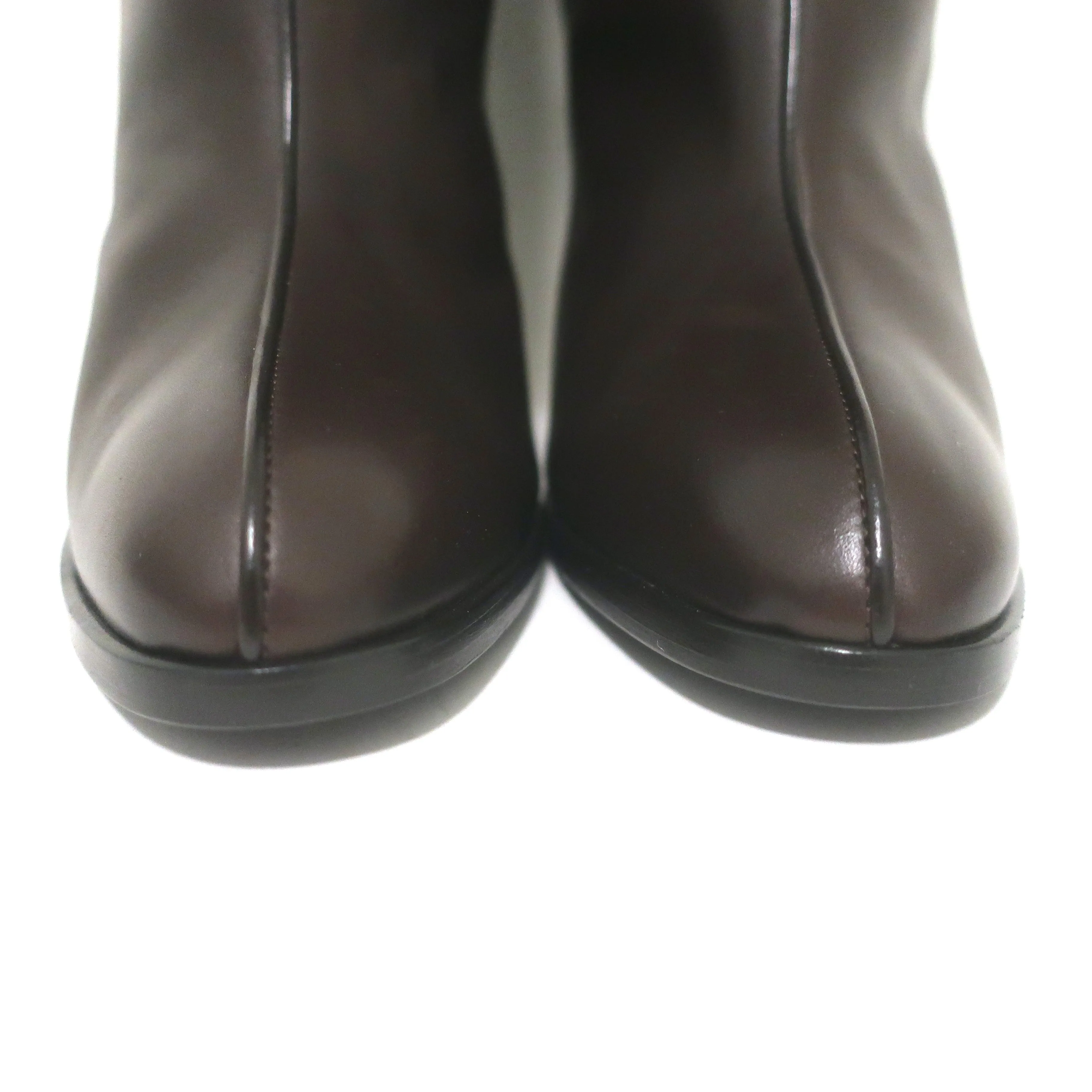 Bottes genou The Row à tige large en cuir marron foncé taille 41 NEUVE