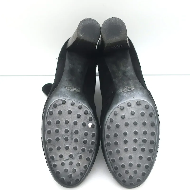 Bottes Chelsea Wingtip Tod's en Suède Noir Taille 39.5 Bottes à Cheville à Talon Haut