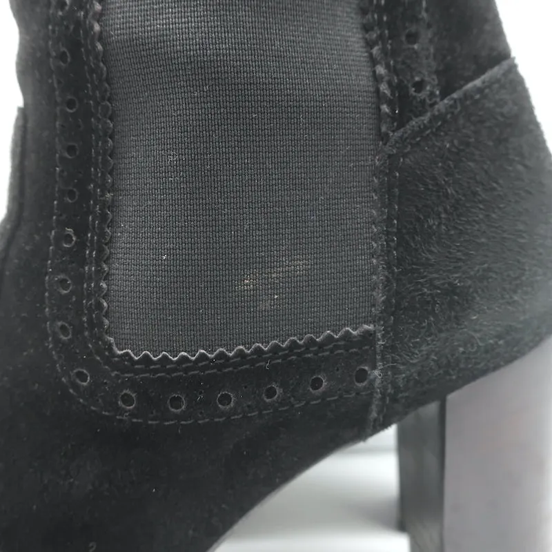 Bottes Chelsea Wingtip Tod's en Suède Noir Taille 39.5 Bottes à Cheville à Talon Haut
