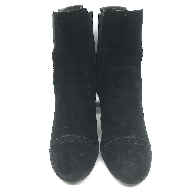 Bottes Chelsea Wingtip Tod's en Suède Noir Taille 39.5 Bottes à Cheville à Talon Haut