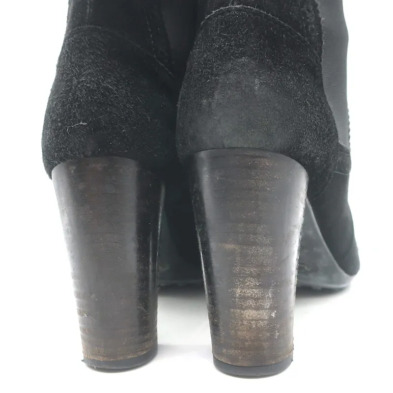 Bottes Chelsea Wingtip Tod's en Suède Noir Taille 39.5 Bottes à Cheville à Talon Haut