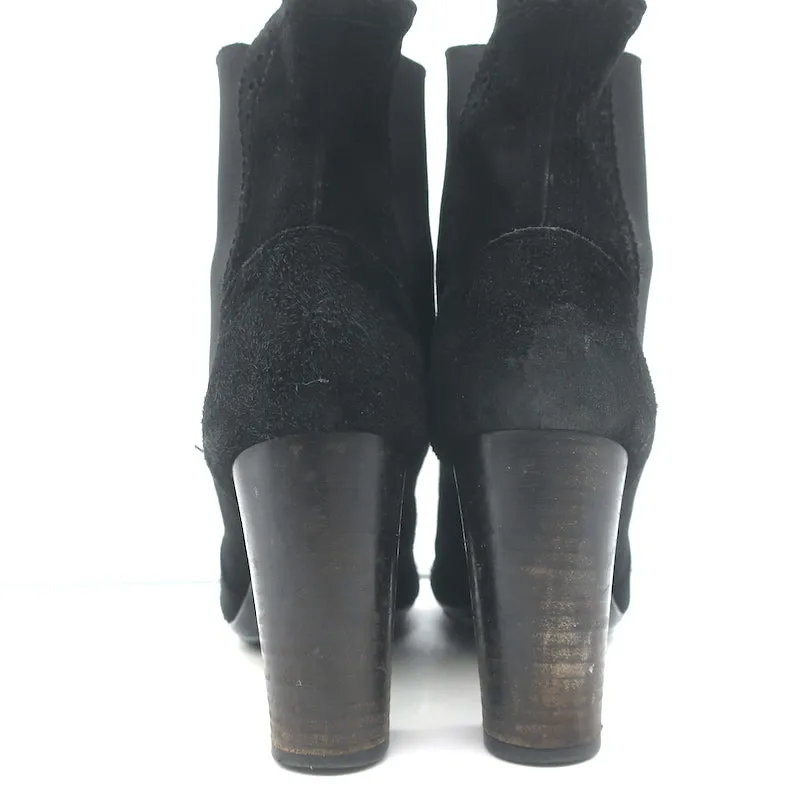 Bottes Chelsea Wingtip Tod's en Suède Noir Taille 39.5 Bottes à Cheville à Talon Haut