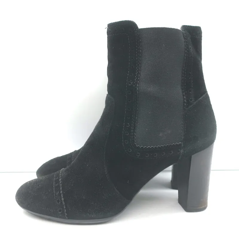 Bottes Chelsea Wingtip Tod's en Suède Noir Taille 39.5 Bottes à Cheville à Talon Haut