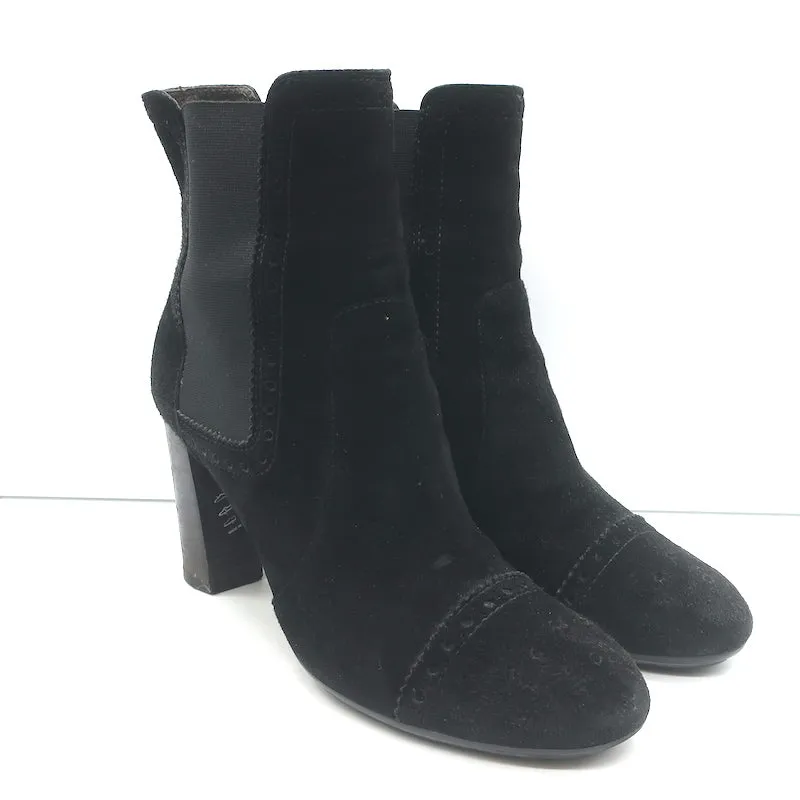 Bottes Chelsea Wingtip Tod's en Suède Noir Taille 39.5 Bottes à Cheville à Talon Haut