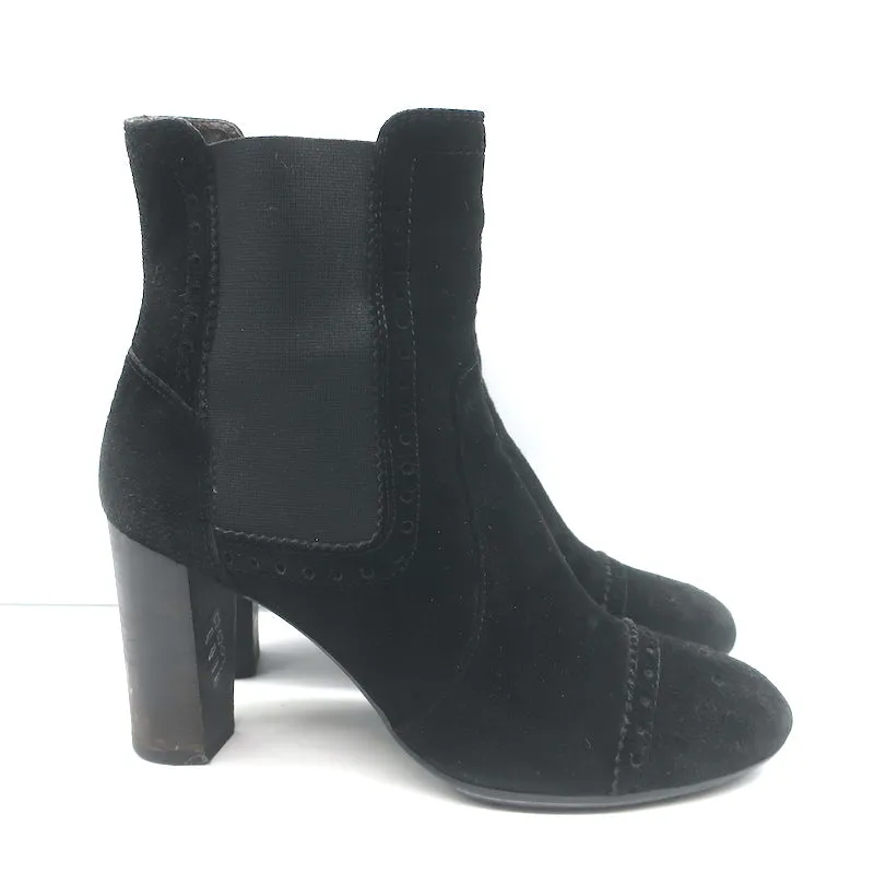 Bottes Chelsea Wingtip Tod's en Suède Noir Taille 39.5 Bottes à Cheville à Talon Haut