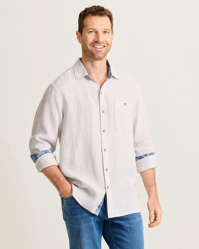 Tommy Bahama Chemise de sport brodée en lin Del Mar Island pour homme - Naturel Tommy Bahama Homme