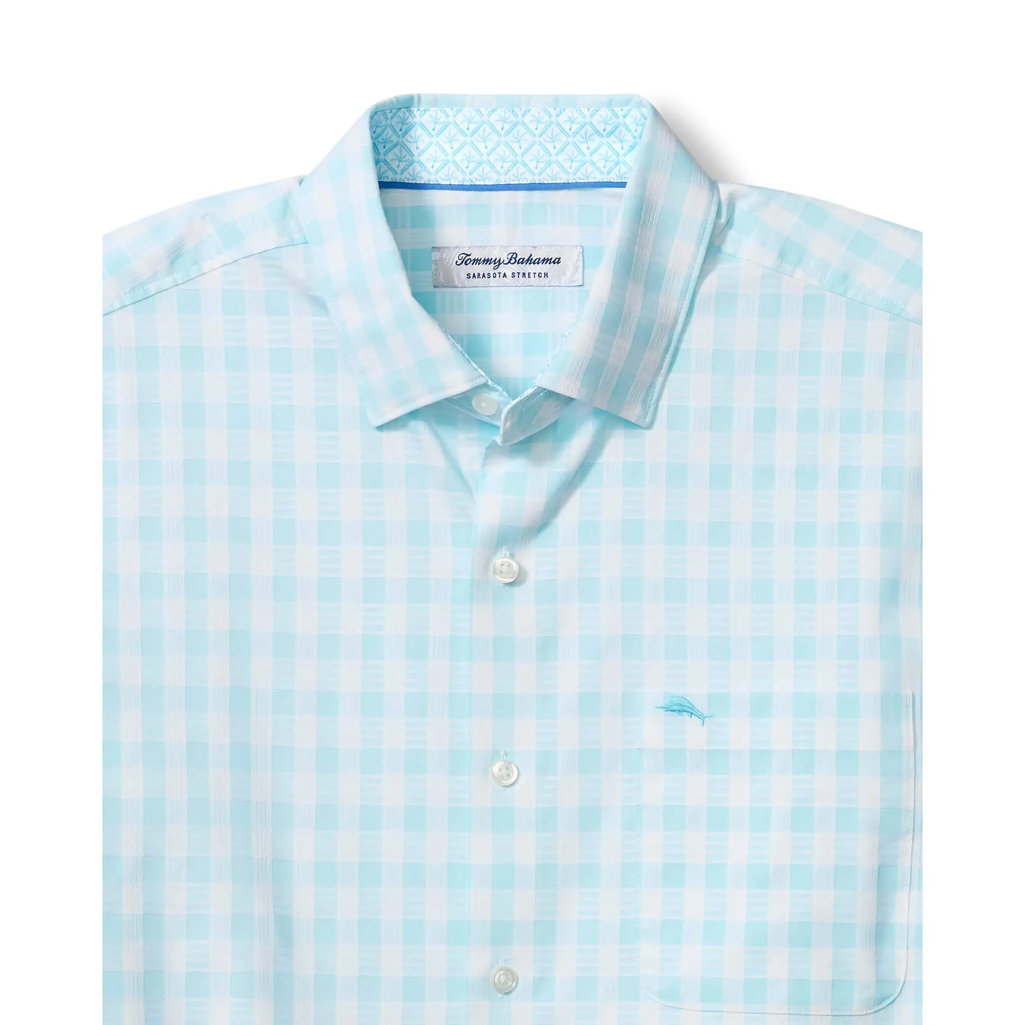 Tommy Bahama Chemise de sport stretch IslandZone Sarasota Nuevo à carreaux pour homme - Aqua Mist Vêtements Tommy Bahama