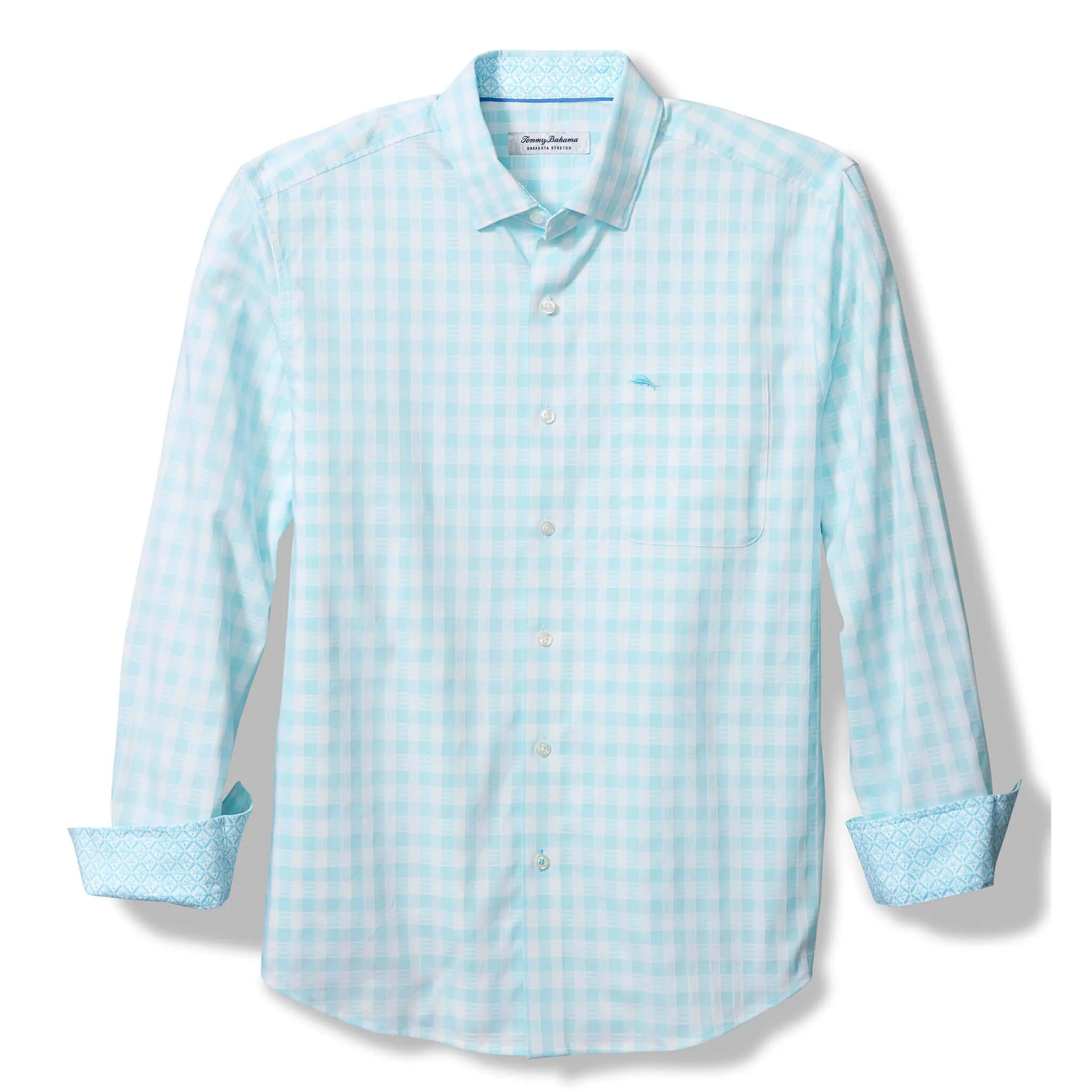 Tommy Bahama Chemise de sport stretch IslandZone Sarasota Nuevo à carreaux pour homme - Aqua Mist Vêtements Tommy Bahama