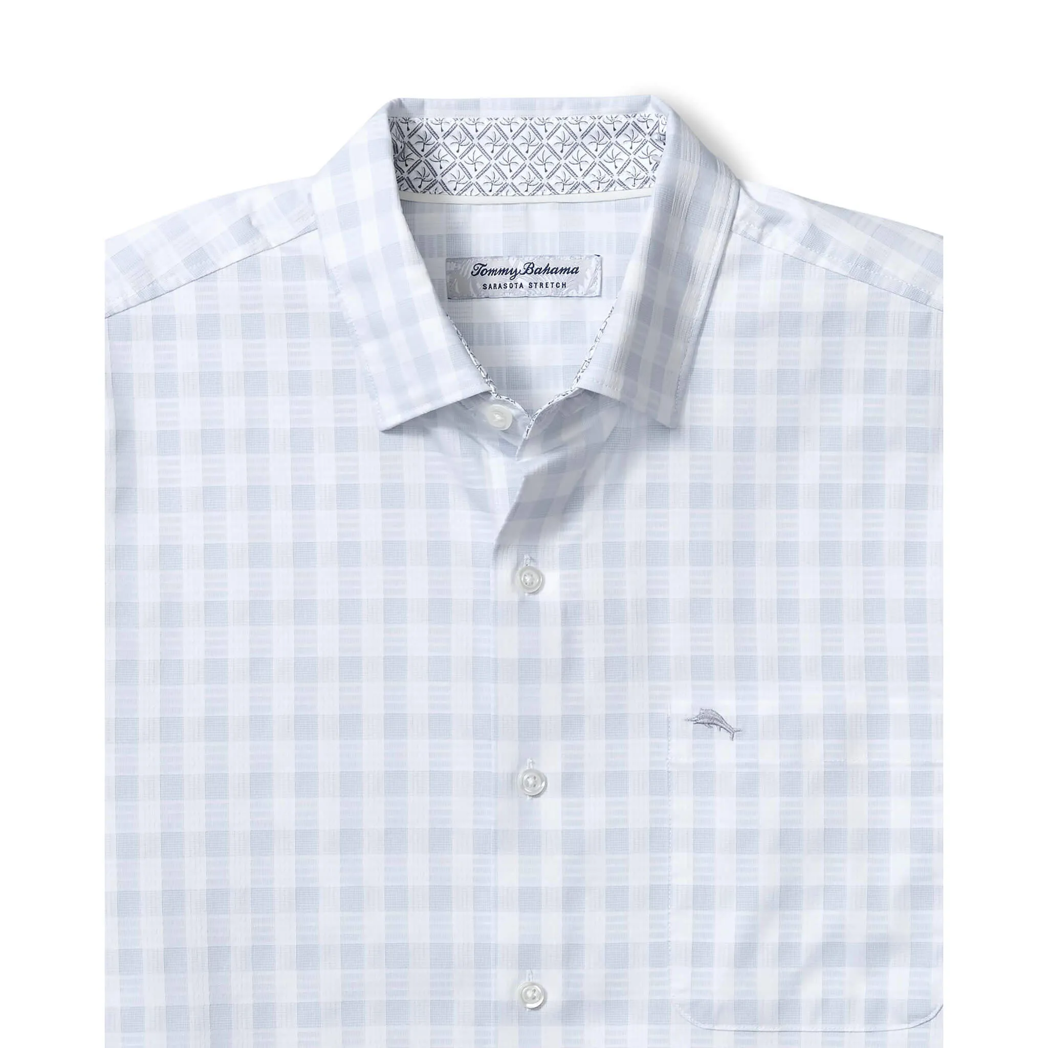 Tommy Bahama Chemise de sport stretch IslandZone Sarasota Nuevo à carreaux pour homme - Gris brouillard Tommy Bahama