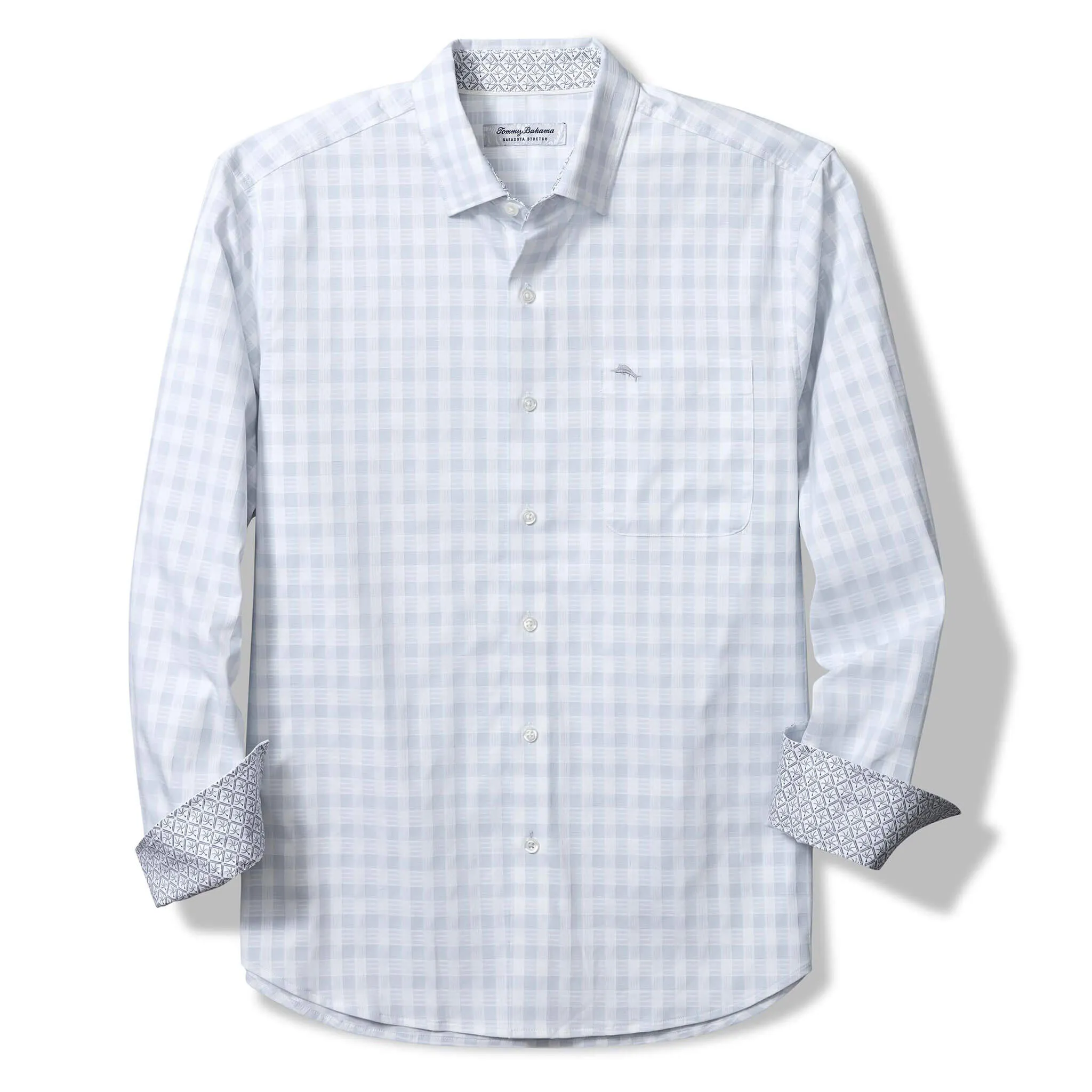 Tommy Bahama Chemise de sport extensible IslandZone Sarasota Nuevo à carreaux pour hommes - Gris brouillard Vêtements Tommy Bahama