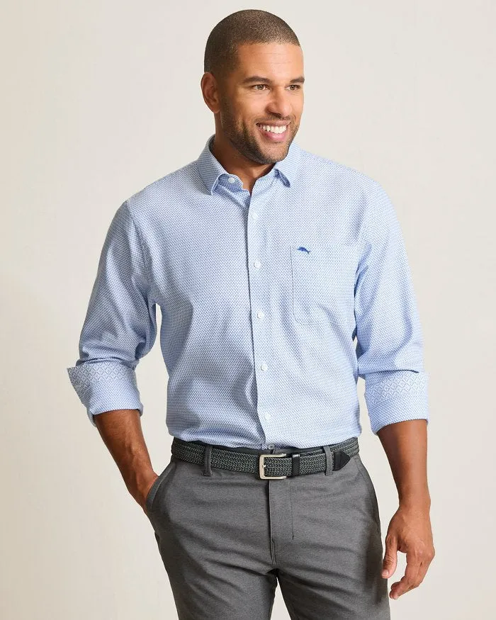Tommy Bahama Homme Chemise Sport Côte Ventura Stretch Sarasota IslandZone - Bleu Vacances