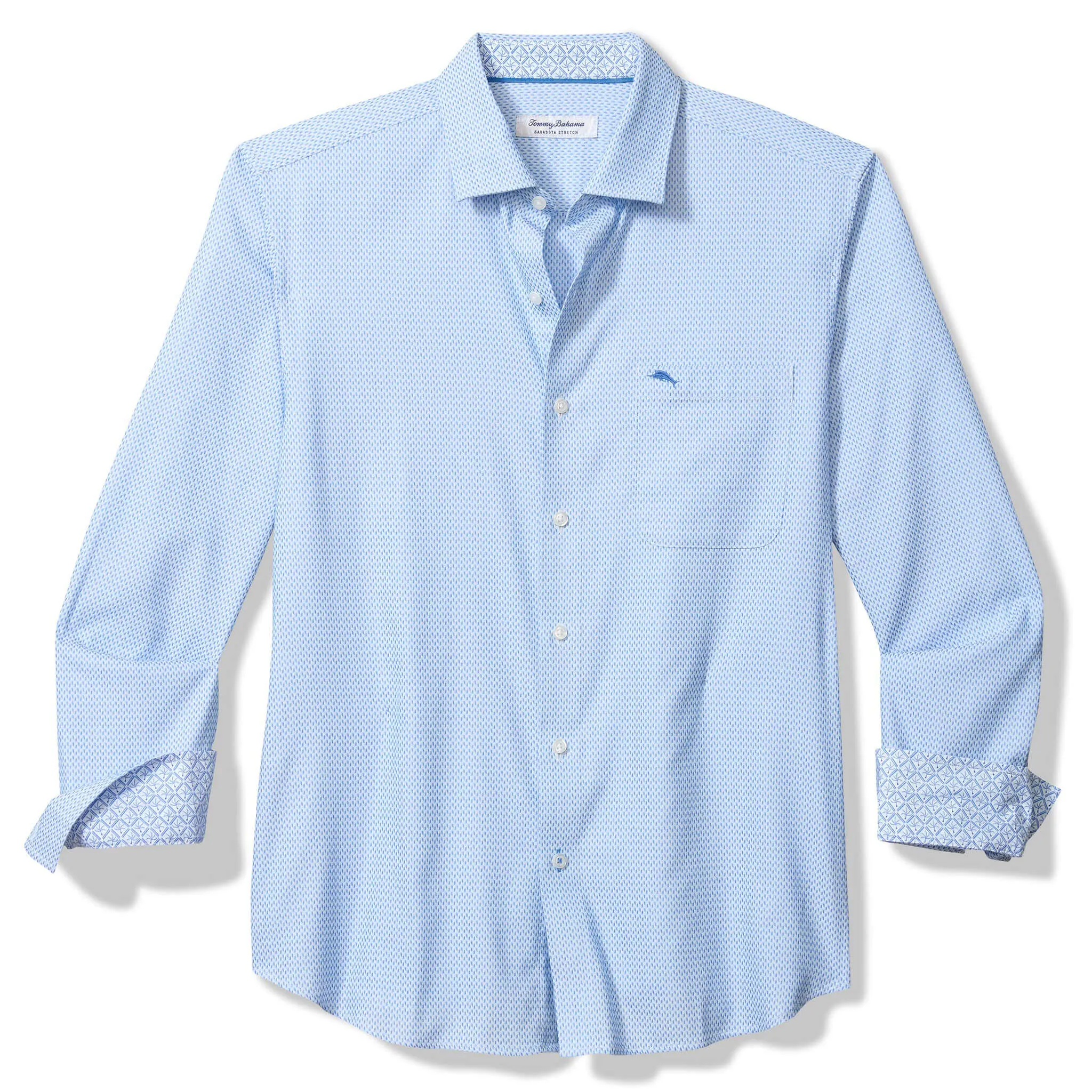 Tommy Bahama Homme Chemise Sport Côte Ventura Stretch Sarasota IslandZone - Bleu Vacances