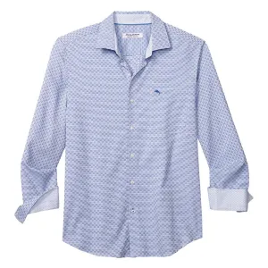 Tommy Bahama Sarasota Stretch Ventura Stripe Sport Shirt - Blues Tommy Bahama Clothing