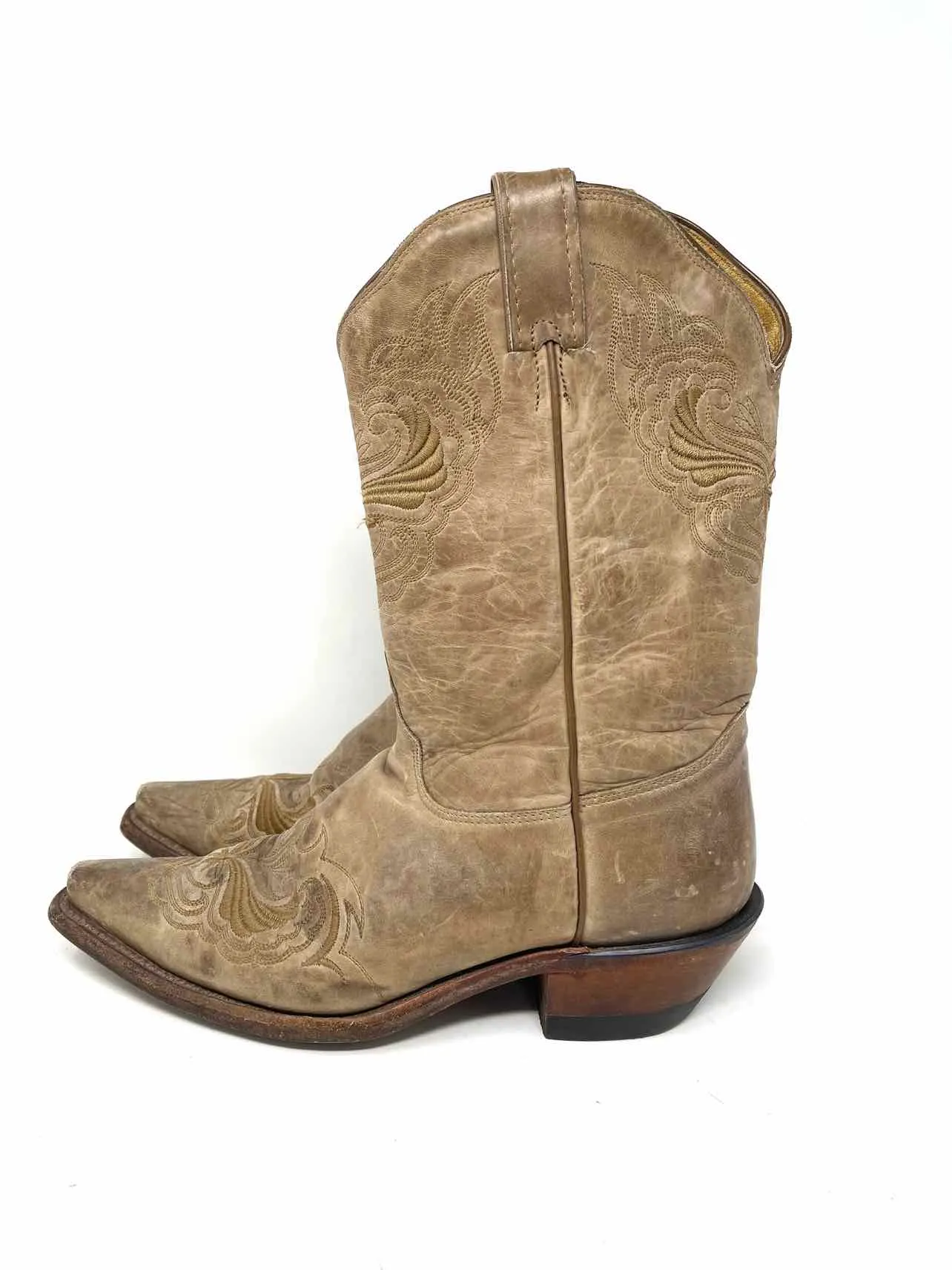 Bottes en cuir brodé marron clair Tony Lama taille 9