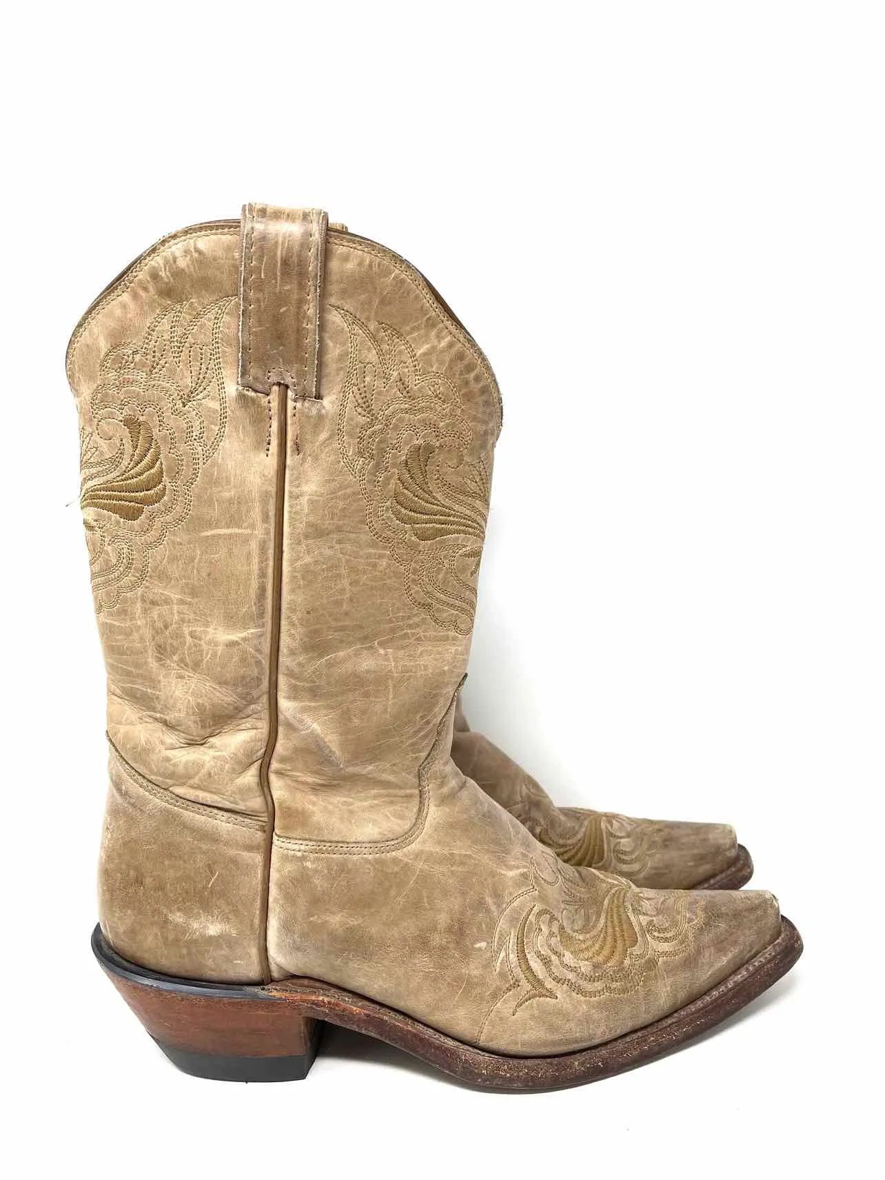 Bottes en cuir brodé marron clair Tony Lama taille 9
