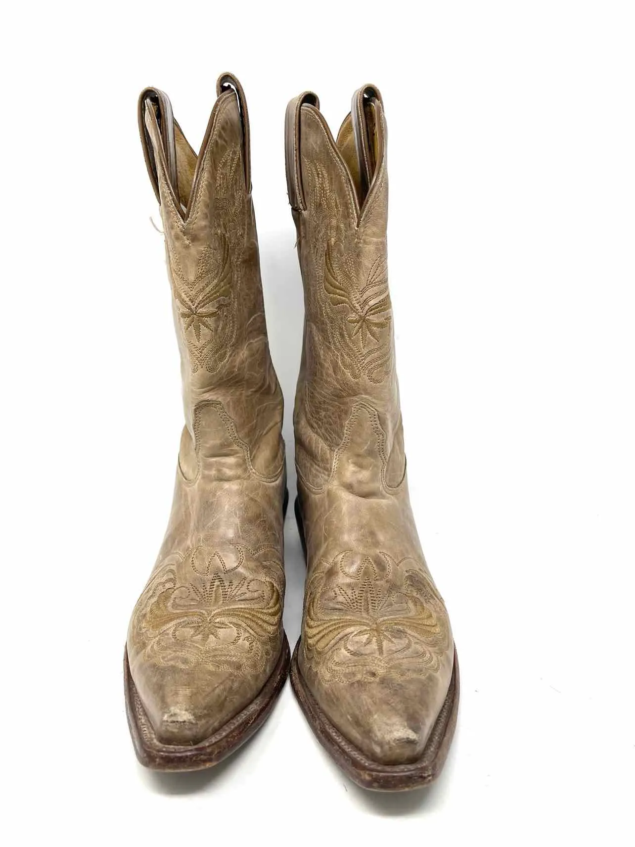 Bottes en cuir brodé marron clair Tony Lama taille 9
