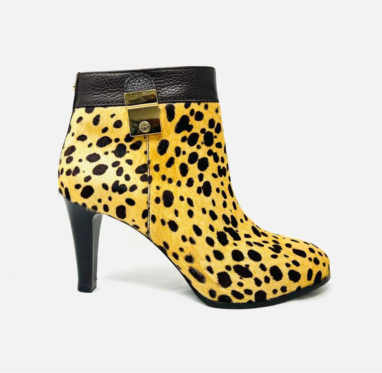 Tory Burch Taille 8.5 Imprimé Animal Brun/Beige en Poil de Vache AVEC BOÎTE !!! Bottes à Cheville