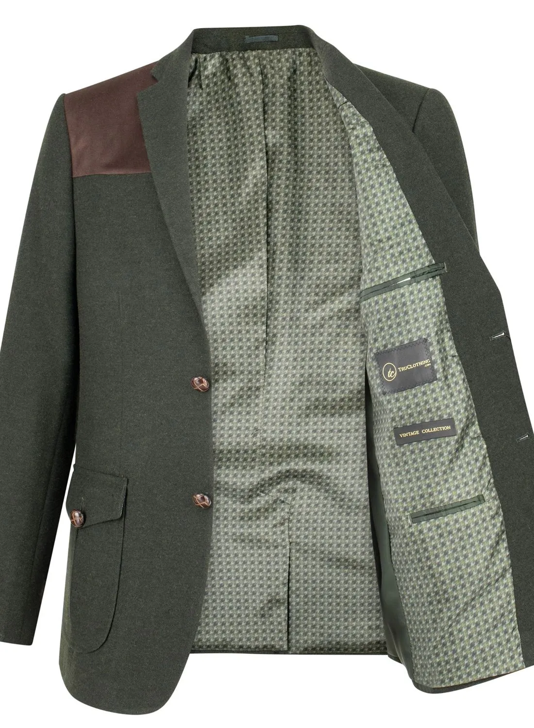 Veste en tweed avec coudière de chasse