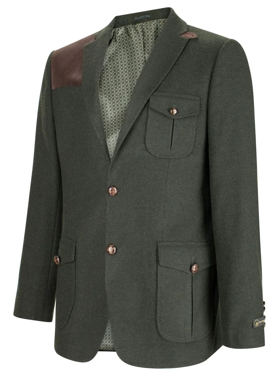 Veste en tweed avec coudière de chasse