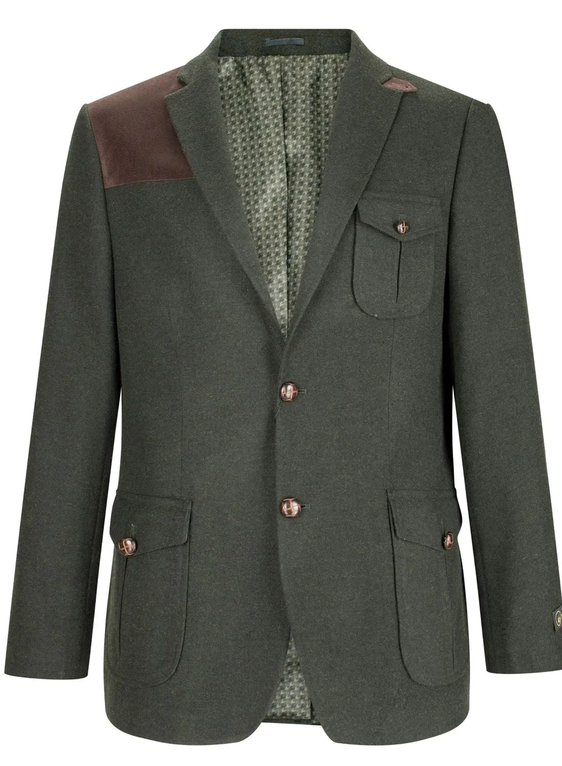 Veste en tweed avec coudière de chasse