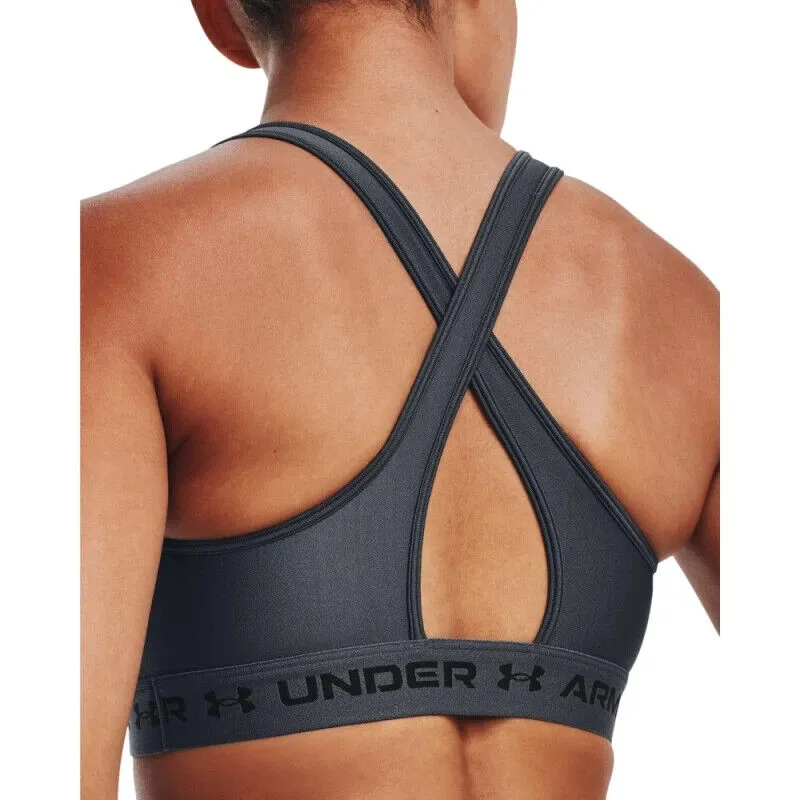Sous-vêtement de sport Under Armour Mid Crossback pour femmes - Petit - Gris anthracite - Pull-over ERK700
