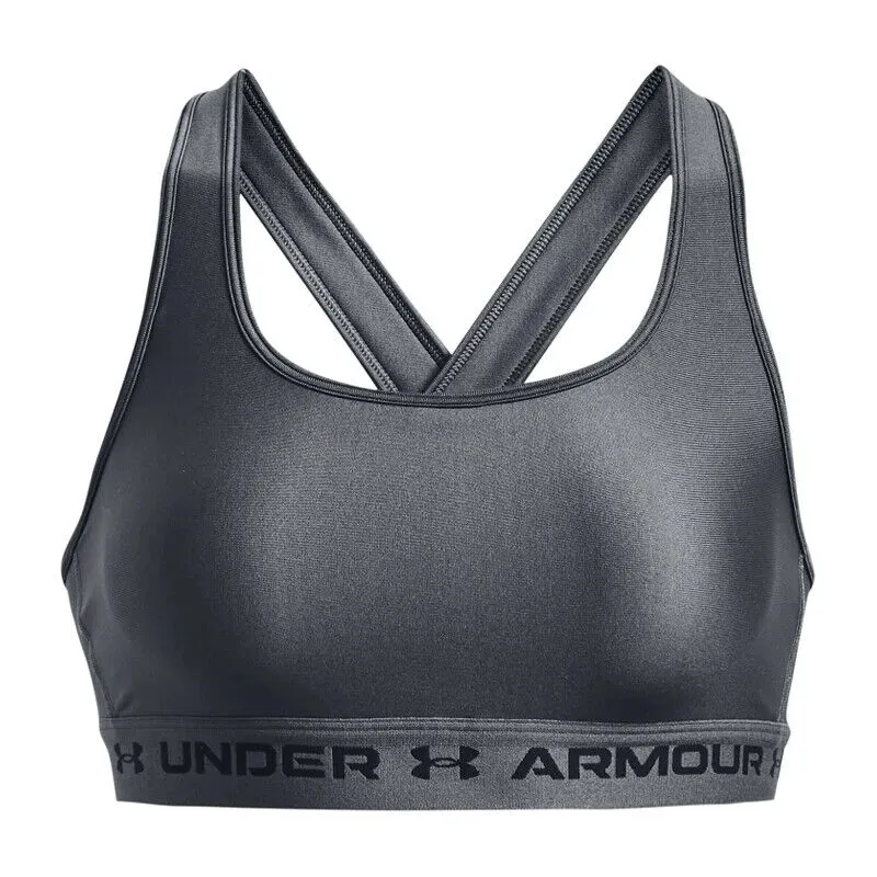 Sous-vêtement de sport Under Armour Mid Crossback pour femmes - Petit - Gris anthracite - Pull-over ERK700