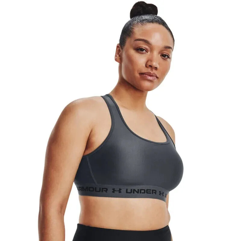 Sous-vêtement de sport Under Armour Mid Crossback pour femmes - Petit - Gris anthracite - Pull-over ERK700