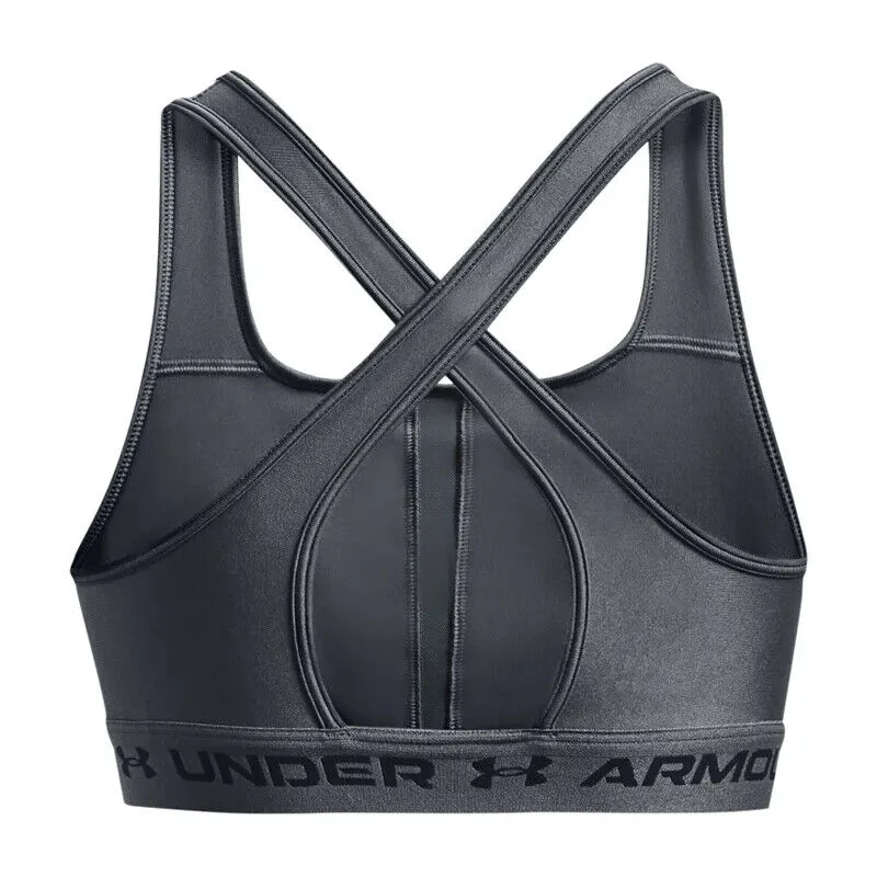 Sous-vêtement de sport Under Armour Mid Crossback pour femmes - Petit - Gris anthracite - Pull-over ERK700