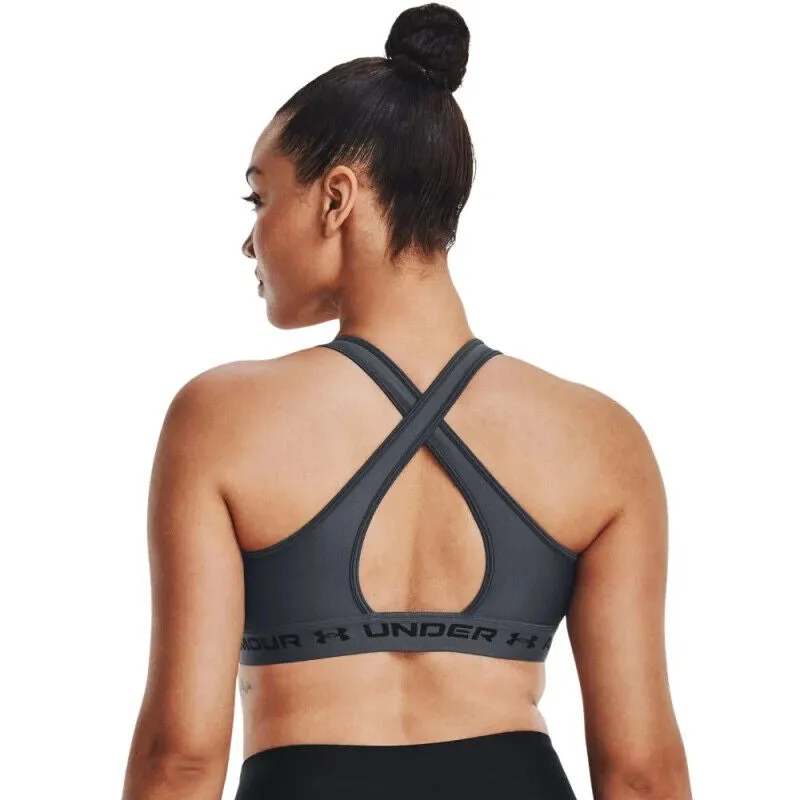 Sous-vêtement de sport Under Armour Mid Crossback pour femmes - Petit - Gris anthracite - Pull-over ERK700