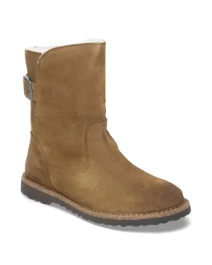 Uppsala Shearling Suede Leather Boots in Dark Tea