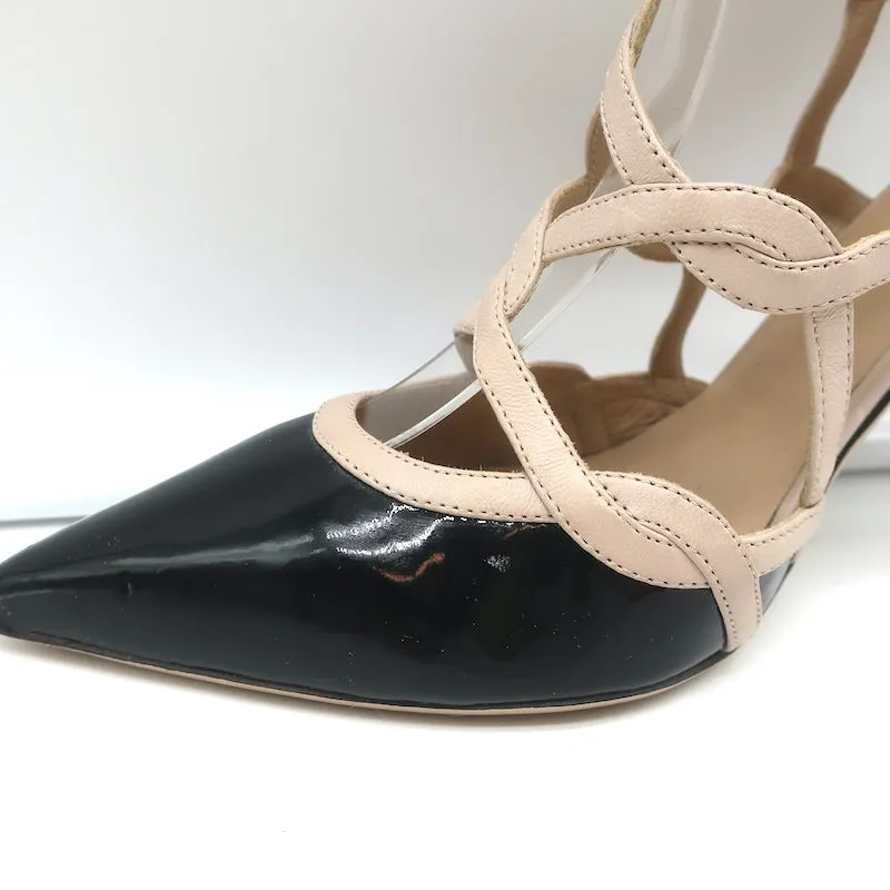 Bottes Valentino Cage à la cheville en cuir vernis noir et cuir poudré taille 39.5
