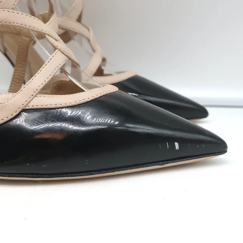 Bottes Valentino Cage à la cheville en cuir vernis noir et cuir poudré taille 39.5