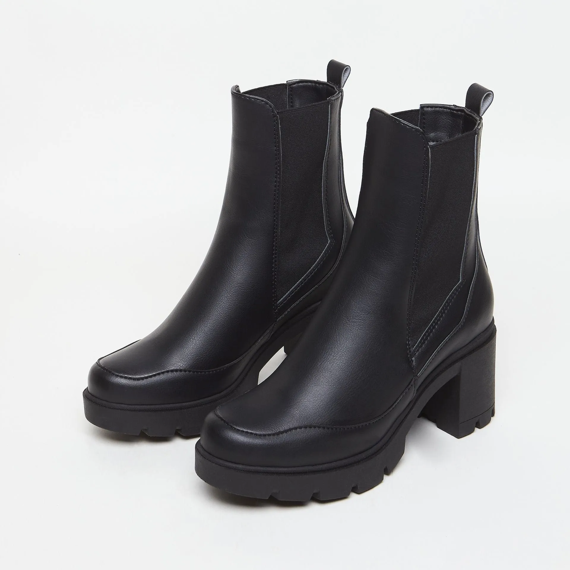 Bottes à talons en simili cuir vegan Vicky | Noir