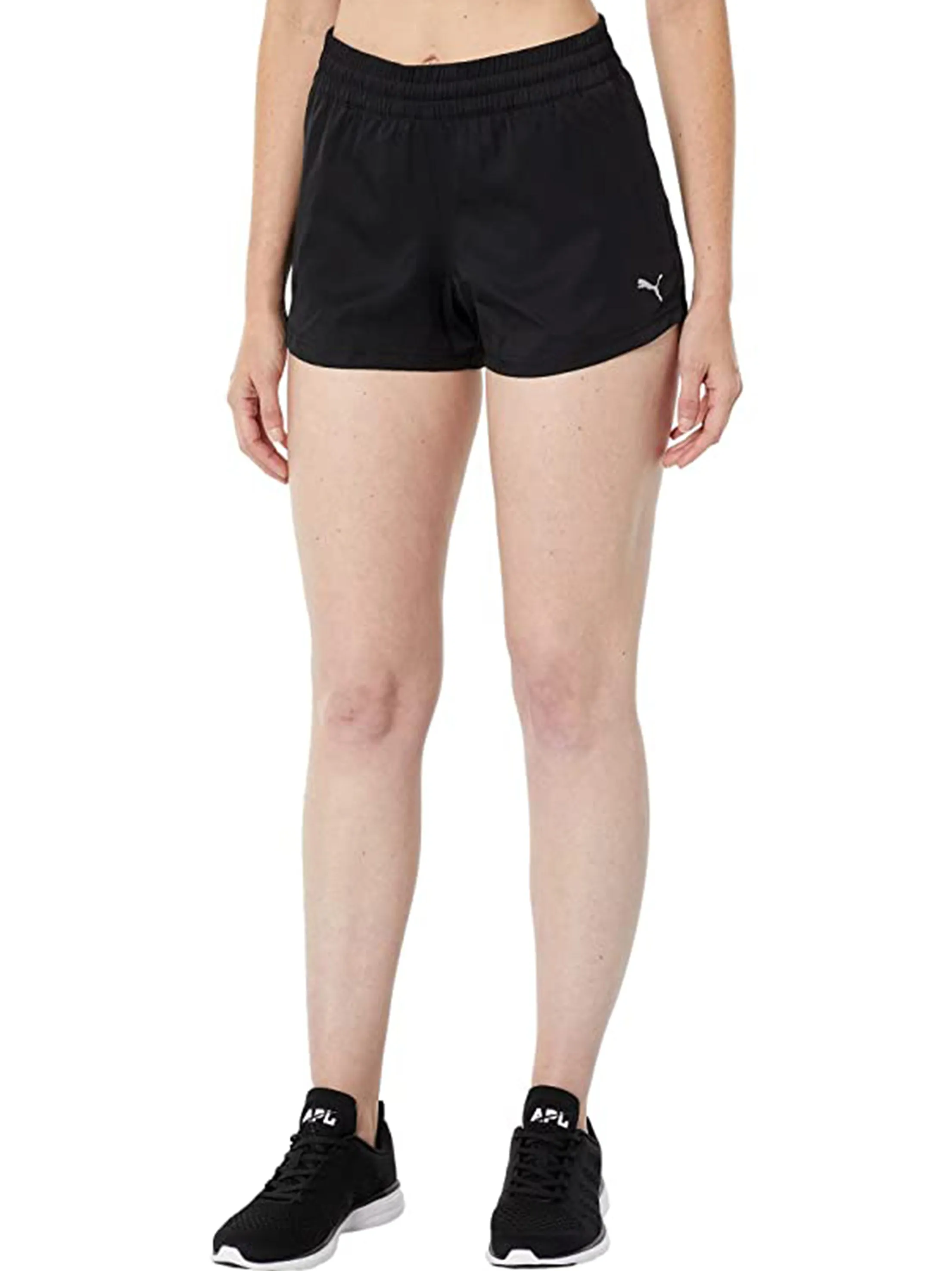 Short de sport brodé avec logo de marque pour femmes, Noir