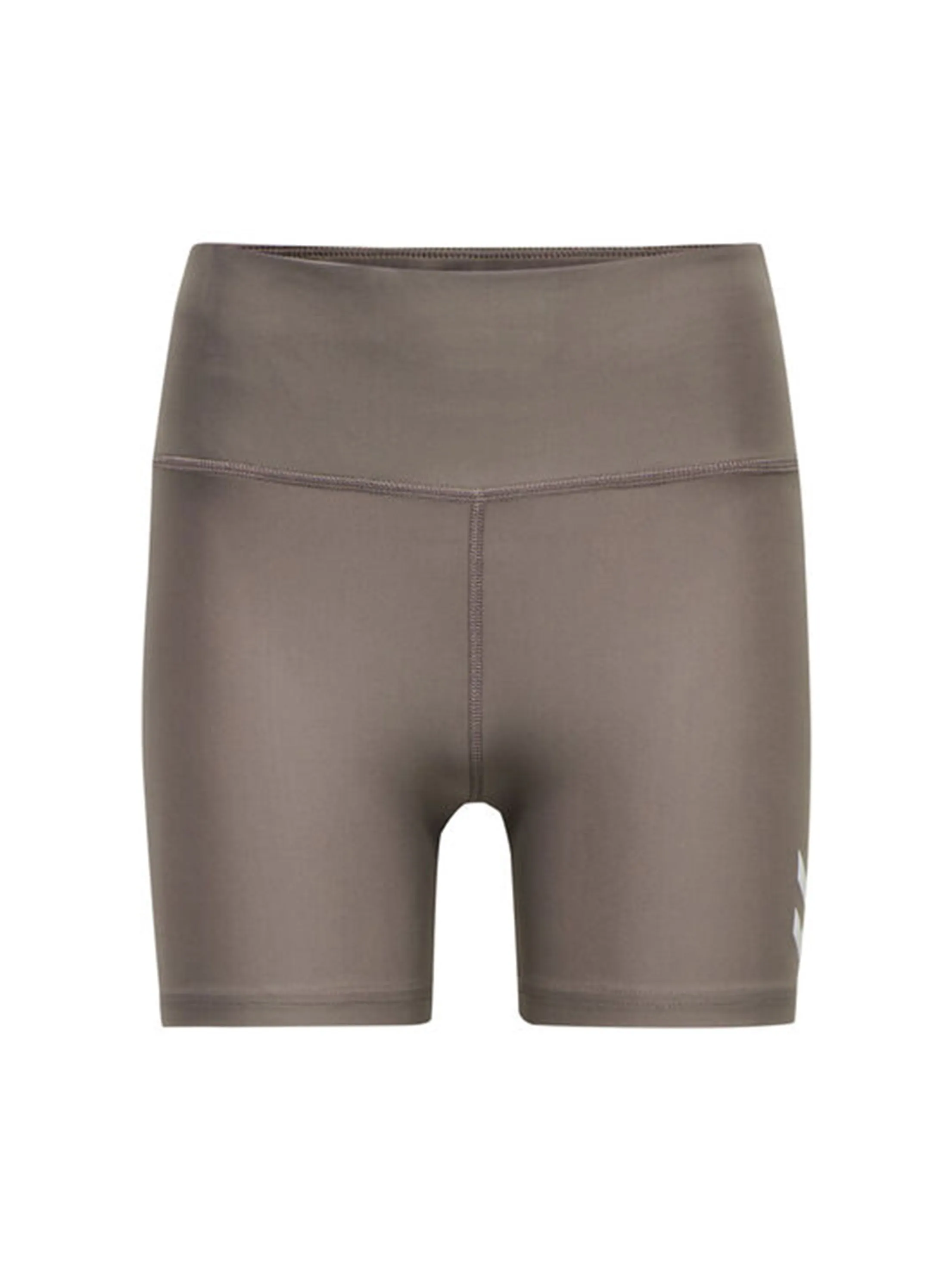 Short de sport imprimé logo marque femme, Taupe