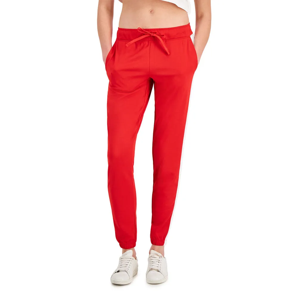 Pantalon de jogging à cordon pour femme avec bloc de couleur, Rouge