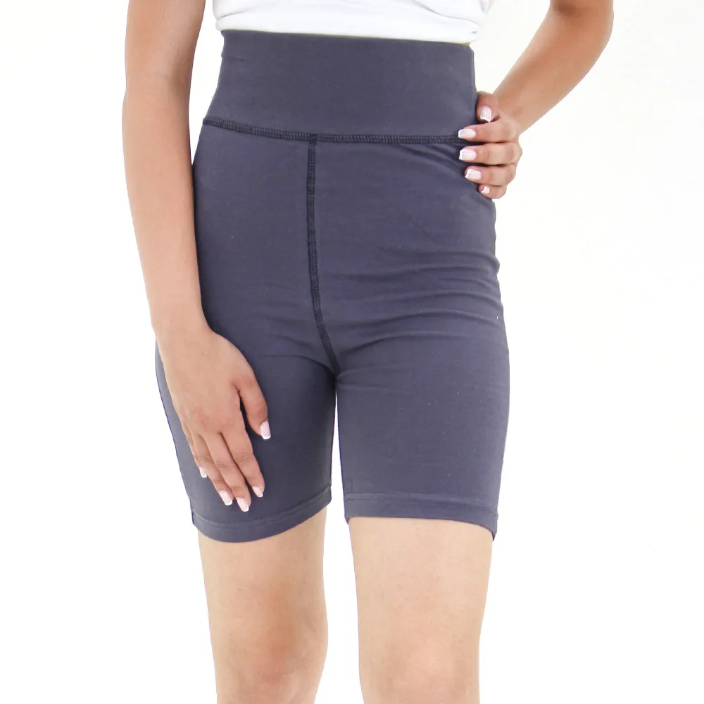 Short en coton à taille haute pour femme, Gris foncé