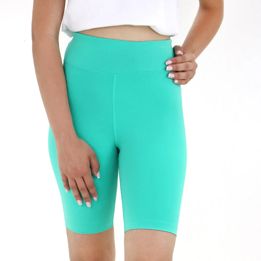 Short de Sport Femme à Haute Taille, Vert