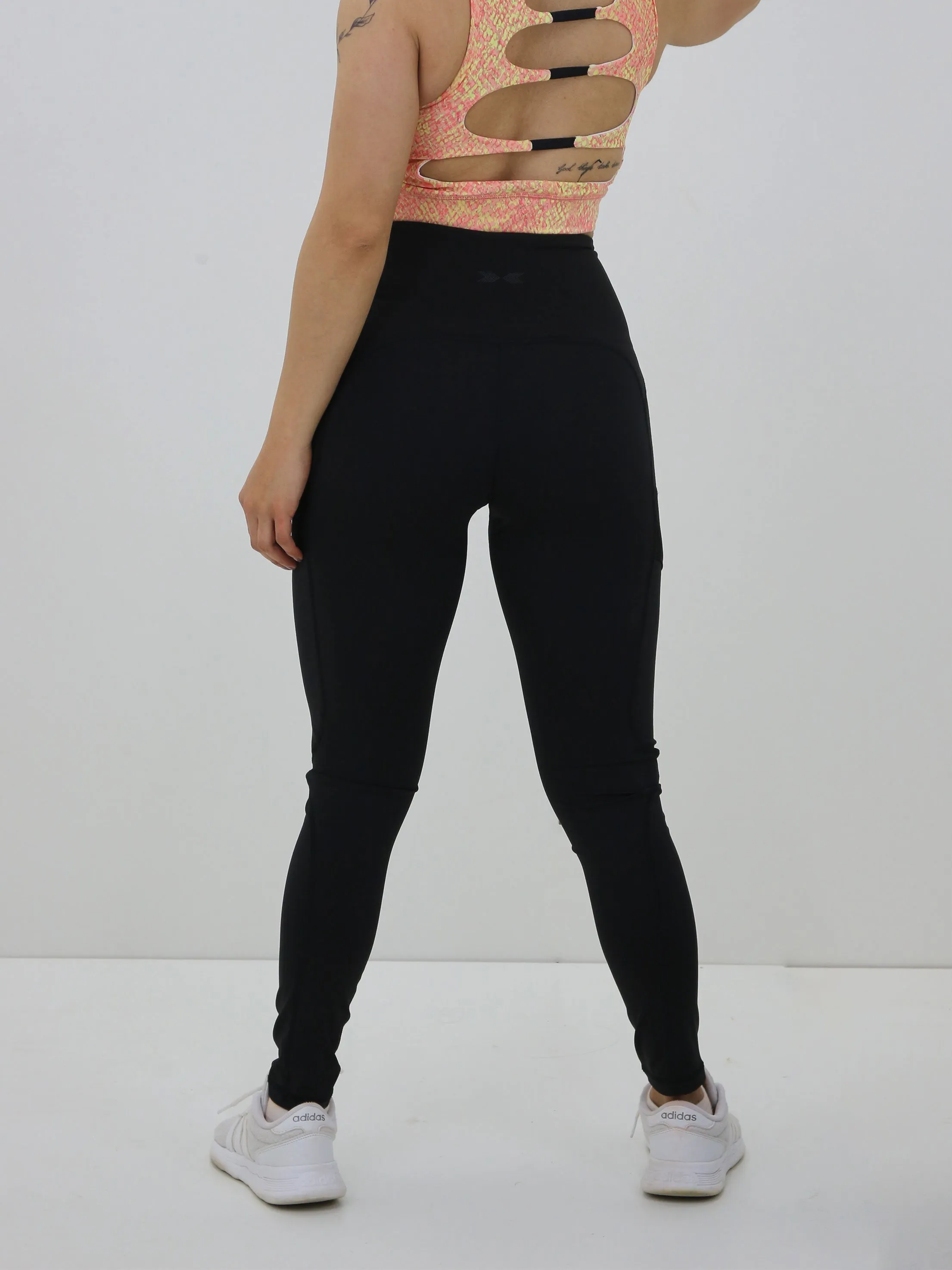 Legging Femme à Poches Latérales en Maille, Noir