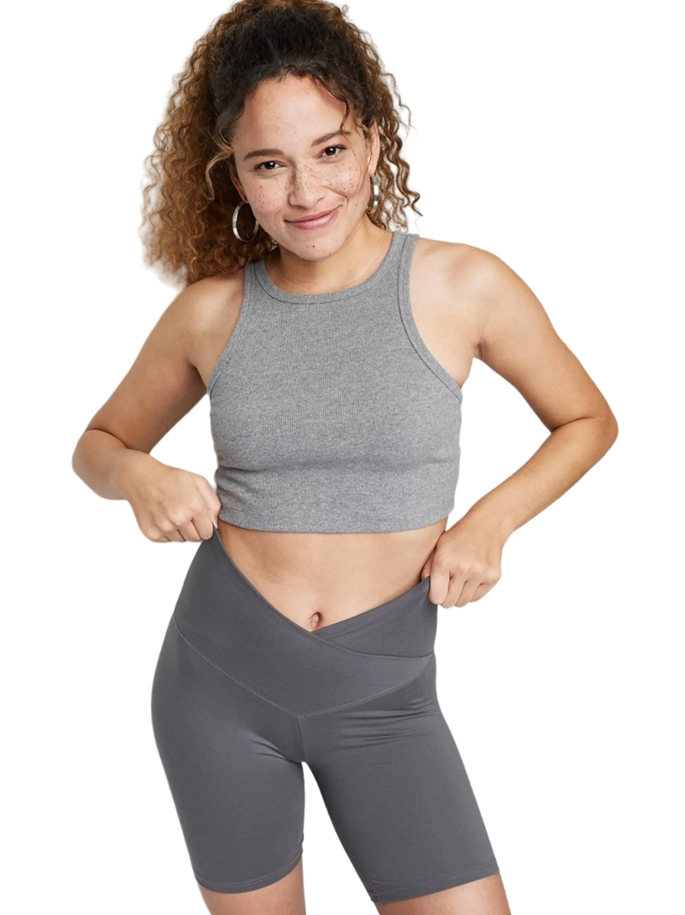 Short de vélo uni pour femmes, Gris