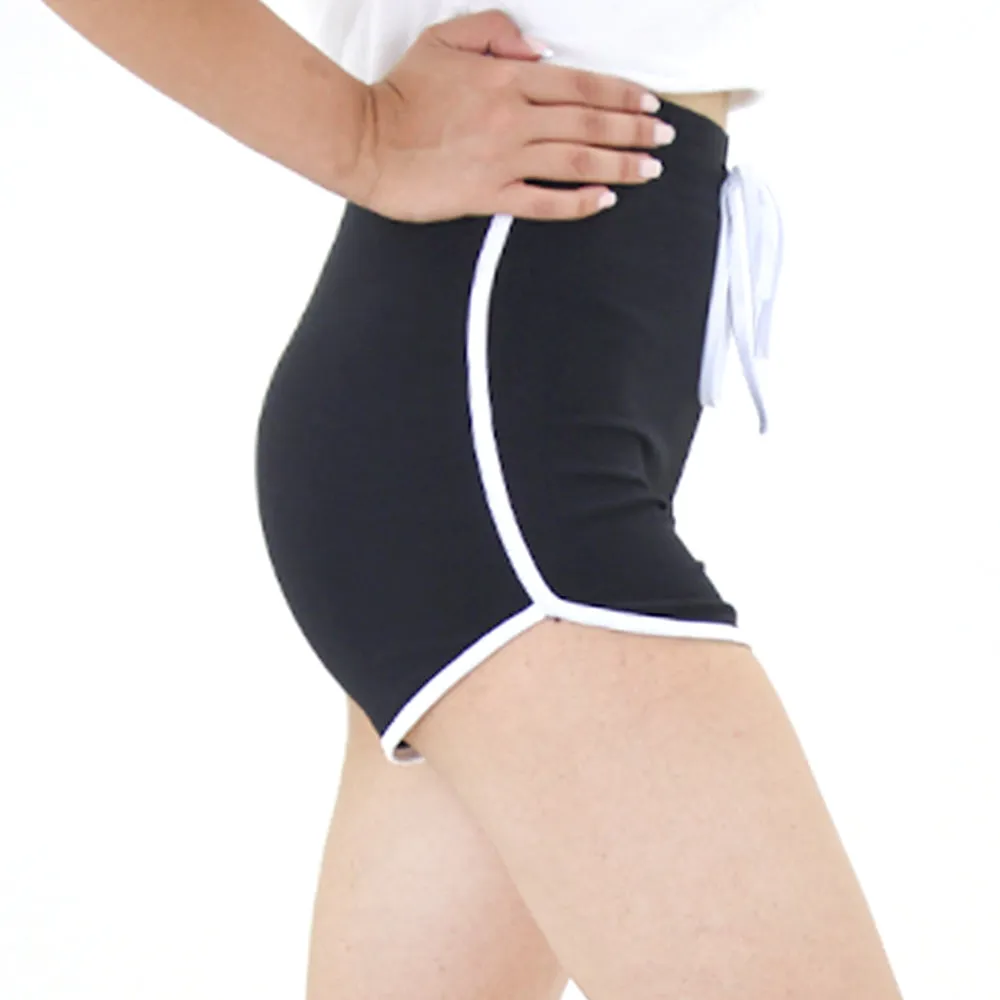 Short de sport uni pour femmes, Noir