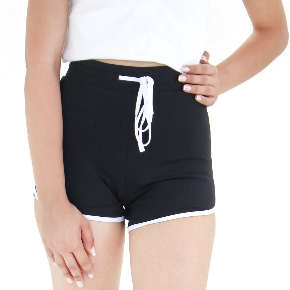 Short de sport uni pour femmes, Noir