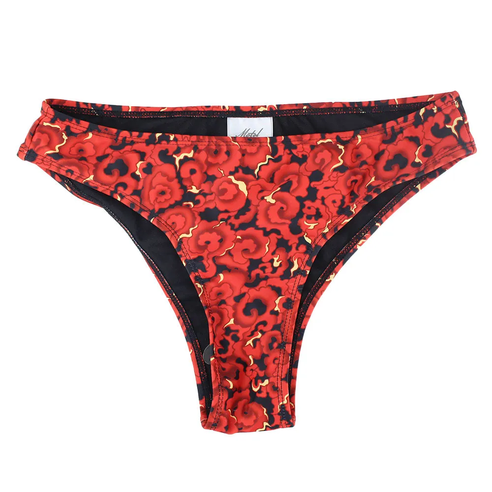 Bas de bikini imprimé pour femme, Rouge