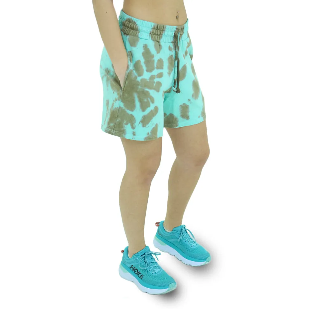 Short de sport imprimé pour femme, Aqua/Marron