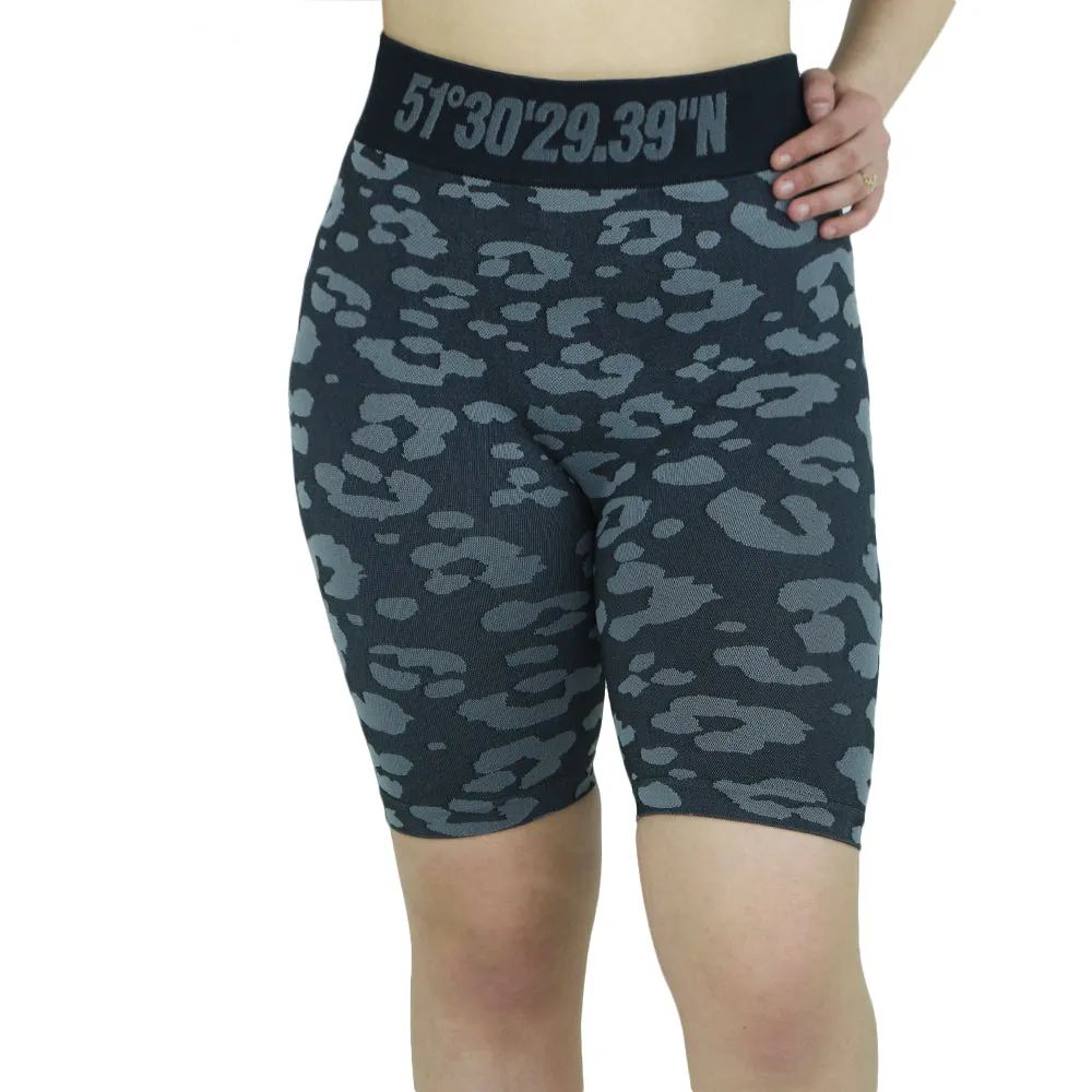Short de sport imprimé pour femme, Noir